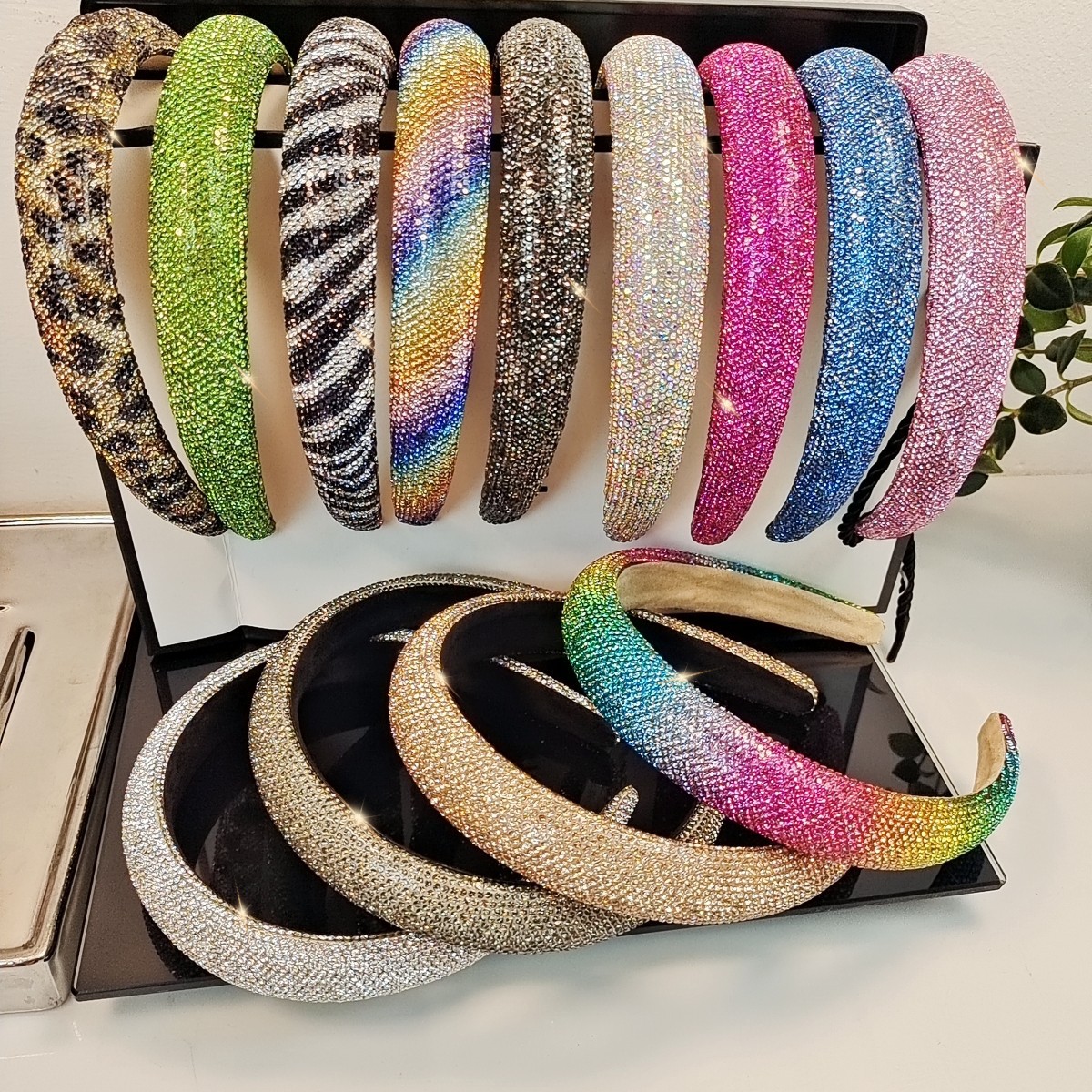 Wholesale Amazon Cross-border High-end Color Full Diamond Hair Hoop Women's Simple Fashion All-match High-end High-head Headband Hair Accessories