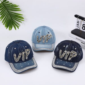 Wholesale Cross-border foreign trade Europe and the United States Denim diamond hat travel travel diamond letters VIP manufacturers a wholesale postage