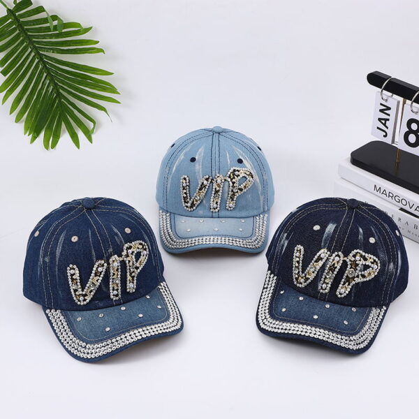 Wholesale Travel Letters Denim Diamond Hat