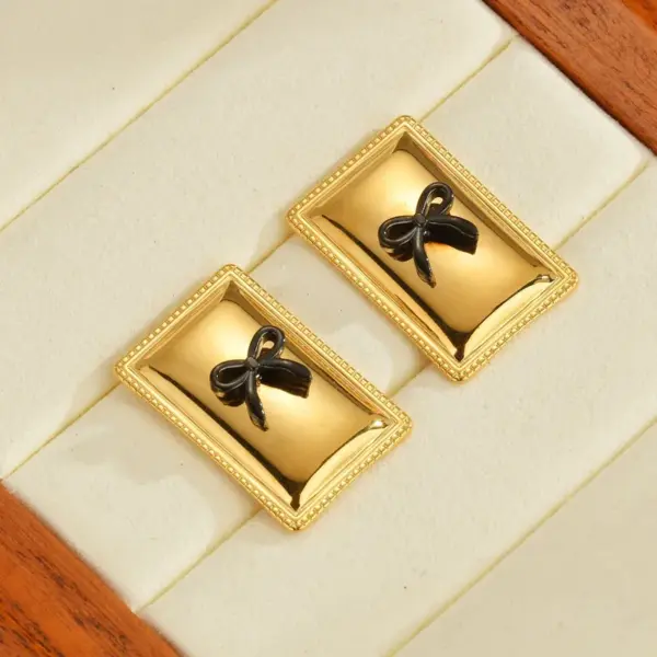 Wholesale Geometric Stainless Steel Earrings Bowknot Design Gold Plated Minimalist Jewelry For Women