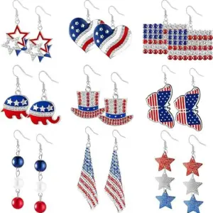 Wholesale Geometric Spot Heart Shape Alloy Artificial Gemstones Drop Earrings For Women Weekend Travel Birthday