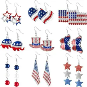 Wholesale Geometric Spot Heart Shape Alloy Artificial Gemstones Drop Earrings For Women Weekend Travel Birthday