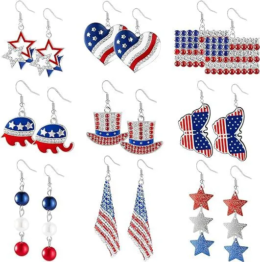 Wholesale Geometric Spot Heart Shape Alloy Artificial Gemstones Drop Earrings For Women Weekend Travel Birthday