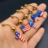 Wholesale New Stainless Steel Independence Day Belly Button Ring American Flag Alloy Pendant Belly Button Jewelry Body Piercing For Women