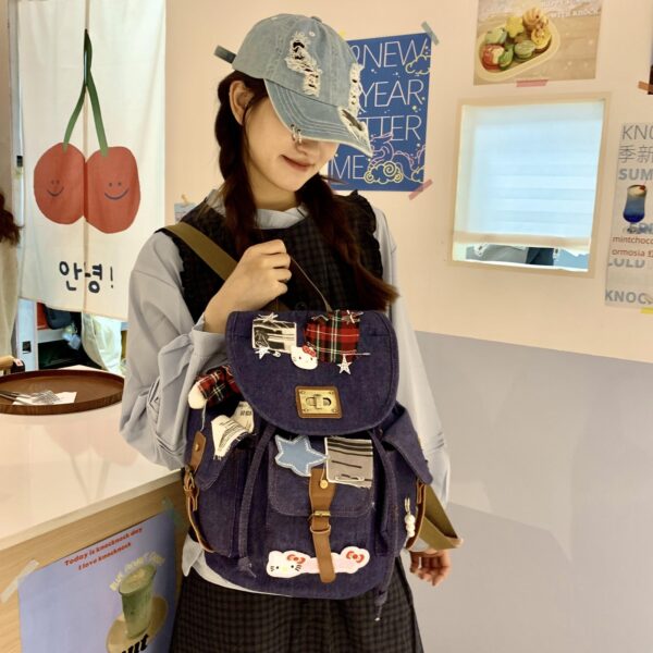oly-e4b19e085b282821bfcc39335c50ce0e Wholesale Style Versatile Backpack for Middle and High School Students, College Students, Textured Commuter Large-Capacity Backpack, Women's Air Cushion Strap