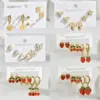 oly-e4b56cb572777106680c87f88cd7b073 Wholesale 304 Stainless Steel Cherry Strawberry PVD Coated Artificial Diamond Real Gold Plated Casual Simple Style Waterproof Non Tarnish Earrings