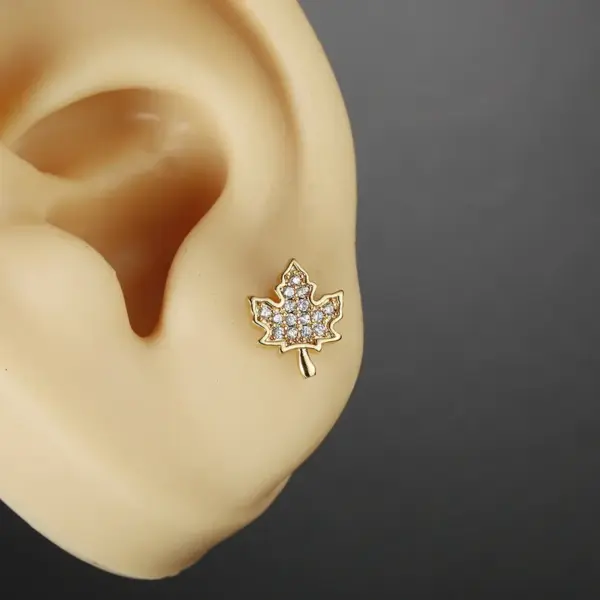 oly-e4bbb59f9e4095c35ae3bbf8d856f138 Wholesale Fashion Leaf Butterfly Titanium Steel Plating Inlay Zircon Ear Studs 1 Piece