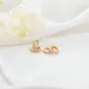 Wholesale 14K Real Gold Plated Copper Hoop Earrings For Women With Zircon Inlay Featuring Electroplated Finish