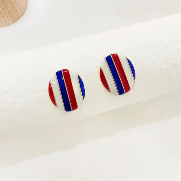 Wholesale American Flag Stud Earrings For Women In Red Enamel Alloy, Perfect For Daily Wear