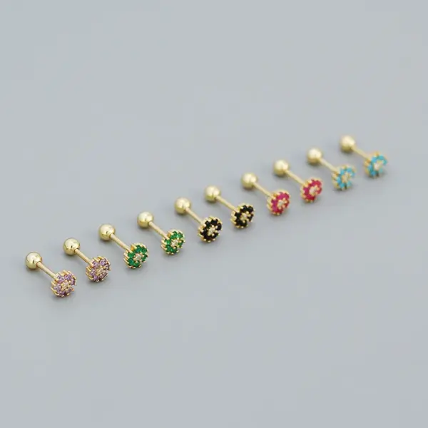 Wholesale 925 Sterling Silver Turquoise Rhinestones Flower Ear Studs