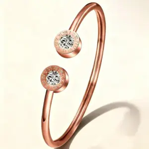 52-D-3 Rose Gold Roman Zirconia Inlaid Bracelet