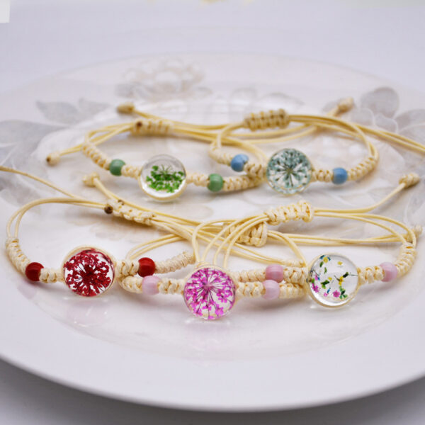 oly-e4eab5a9d9a9e4bc4e9e5a2912868458 Wholesale Handmade Linen and Cotton Braided Bracelets for Girls, Colorful Dried Flowers, Tree of Life Bracelets, Bohemian Style Jewelry