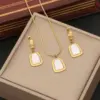 Wholesale PVD Coated 18K Gold Real Gold Plated Geometric Color Block Stainless Steel Shell Simple Style Waterproof Non Tarnish Jewelry Set