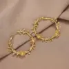 Wholesale Three-dimensional Flowers Earrings For Women In Copper With KC Golden Water Plating And 0.03µm Thickness