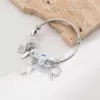 Wholesale Unisex New Style Butterfly Bangle Bracelet With Beading And Rhinestone Inlay In Natural Pink Alloy