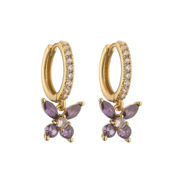 Wholesale 1 Pair Elegant Sweet Butterfly Plating Inlay Copper Zircon 18k Gold Plated Drop Earrings