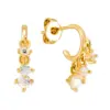 Wholesale Simple Style C Shape Gold Plated Copper Zircon Ear Studs