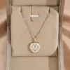 Wholesale Fashionable Heart Shaped Pendant Necklace With Synthetic Zircon And Simulated Diamond Surrounding Water Wave Chain Design Unisex