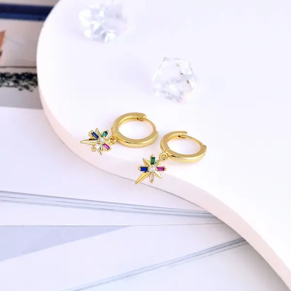 Wholesale 1 Pair Ethnic Style Color Block Copper Inlay Zircon Drop Earrings