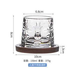 Human Face Tumbler Wine Glass with Wooden Bracket
