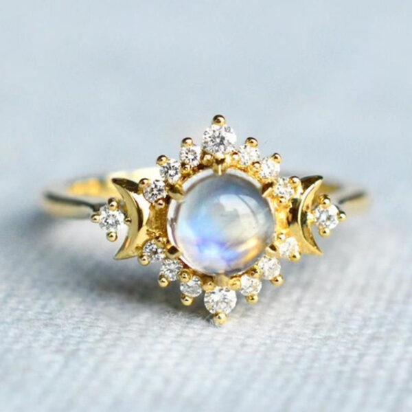 oly-e549b2ebc96a3b19ff1f4c50256356f7 Wholesale Double Moon Goddess Moonstone Diamond Ring Valentine's Day Moonstone Ring