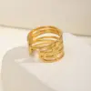 Wholesale PVD Coated Real Gold Plated 18K Gold Geometric 201 Stainless Steel Vintage Style Simple Style Classic Style Waterproof Non Tarnish Rings