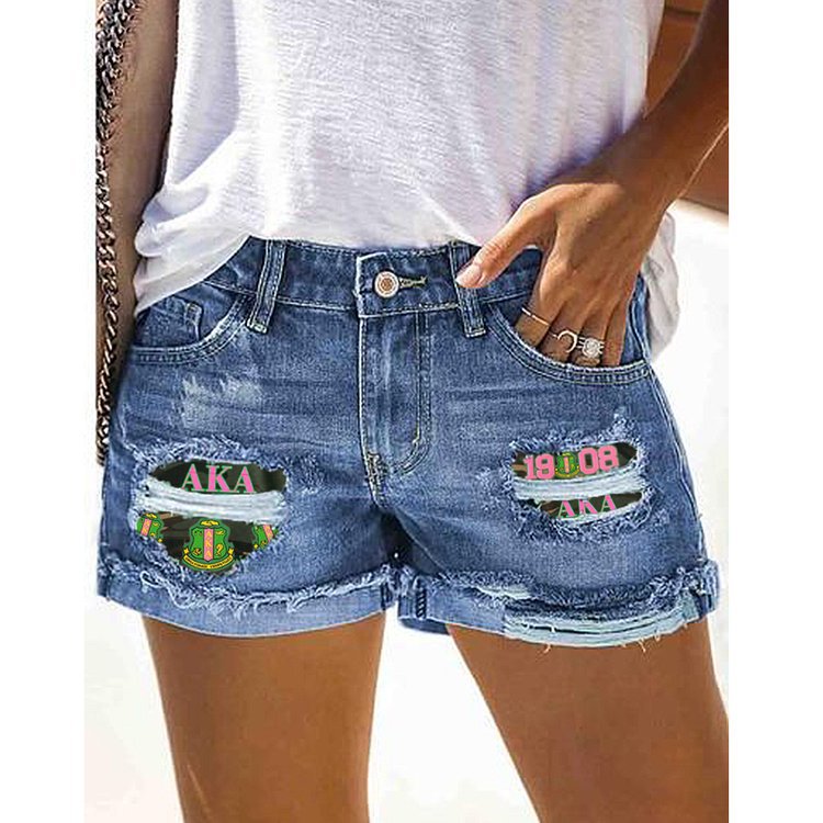Wholesale 2022 Amazon Independent Station Spring Denim New Street Trendy Loose Pants Blue Mid-Waist Shorts Straight Leg Pants