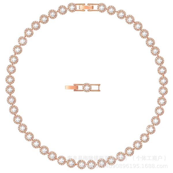 Wholesale Alloy necklace set with crystal-set round-cut bracelet, earrings, and ring
