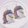 Wholesale New Independence Day Wooden Eagle Earrings American Flag Headscarf July 4th Jewelry Geometric Pattern Letter Numeric Heart Shaped