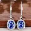 Wholesale Geometric Drop Earrings For Women With Claw Setting, White K Plated Copper, Water Plating And Zircon Inlay