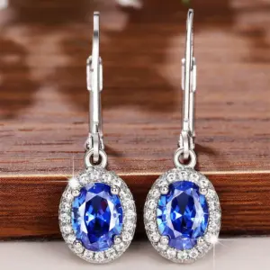 Wholesale Geometric Drop Earrings For Women With Claw Setting, White K Plated Copper, Water Plating And Zircon Inlay