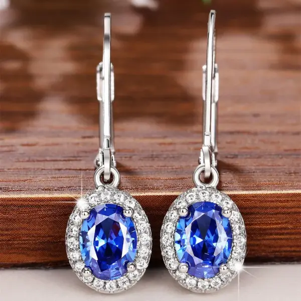 Wholesale Geometric Drop Earrings For Women With Claw Setting, White K Plated Copper, Water Plating And Zircon Inlay