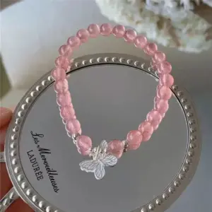 Strawberry Crystal Butterfly Bracelet