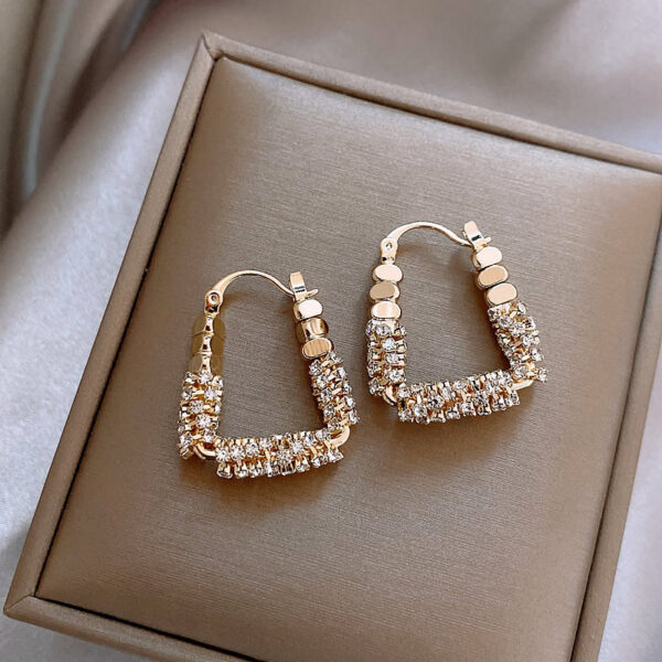 oly-e592615b708d16f4dd7aaa863c980b02 Wholesale Silver square ear buckle niche design light luxury high-grade earrings exquisite unique fashion diamond ring earrings
