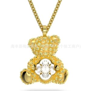 Smart yellow sitting bear necklace