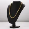 Wholesale AML Trendy Hip-Hop 304 Stainless Steel 10mm Round Bead Chain 18k Gold Plated Bracelet Necklace Set