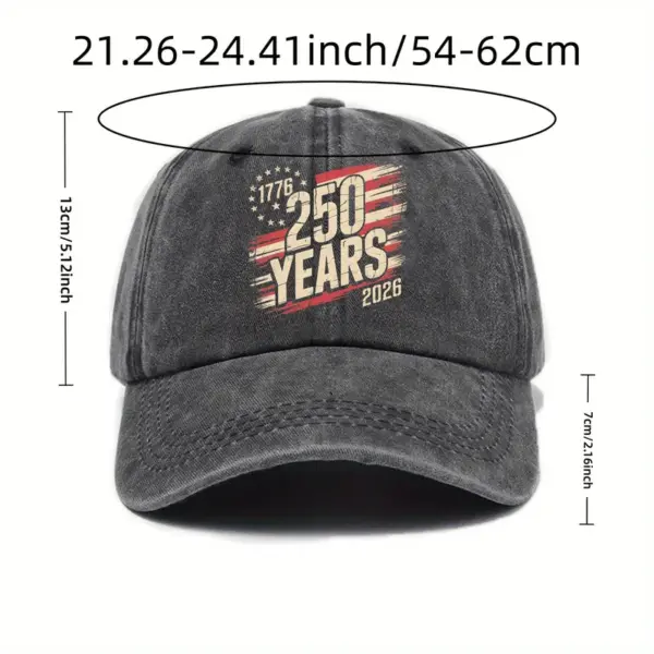 Wholesale Unisex Breathable Baseball Cap With Printing Craft In Dyed Black, Perfect For America's 250th Anniversary