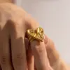 Wholesale PVD Coated Real Gold Plated Heart Shape 304 Stainless Steel IG Style Waterproof Non Tarnish Open Rings