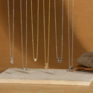 Wholesale Elegant Geometric Hollow Out Round Pattern Necklace Versatile Simple Design Gold Plated Copper Lobster Clasp Pendant Necklace
