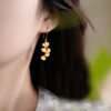 Wholesale Fashionable Golden Ginkgo Leaf Earrings for Women, Light Luxury Simple Fashion Earrings, Christmas Gift for Girlfriend