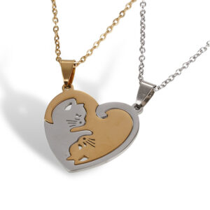 Golden White Love Cat Stainless Steel o-chain 45 5cm