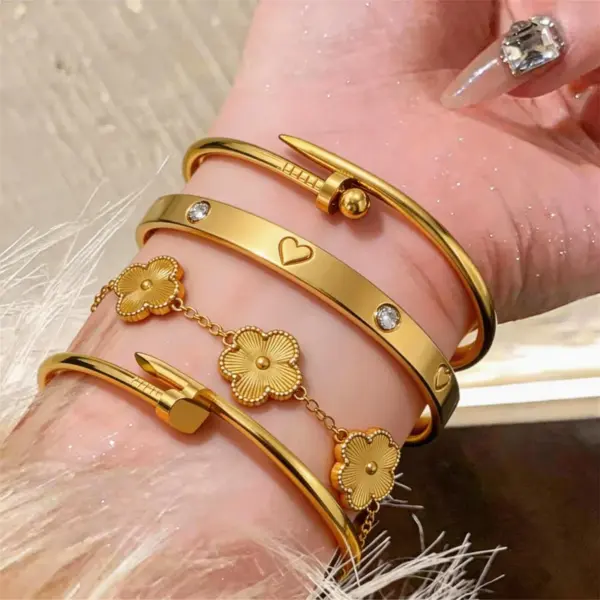 Wholesale Unisex Geometric Jewelry Set Featuring Hypoallergenic 304 Stainless Steel With 14K Real Gold Electroplated Finish And Cable Chain
