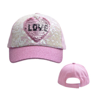 Sequined LOVE-pink / Free size-adjustable (50-54)