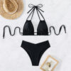 oly-e6120e3a93747ff01b5e075c60c0db3c Wholesale Bikini Trade Solid Color Lace-up Backless Sexy Bikini Split Swimsuit Swimsuit