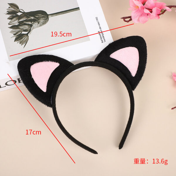 oly-e61d9af0ec60cdfb3c5b59e675610684 Wholesale Black Cat Ear Headband Short Plush Cat Girl Headband Performance Headwear Halloween Decoration Supplies