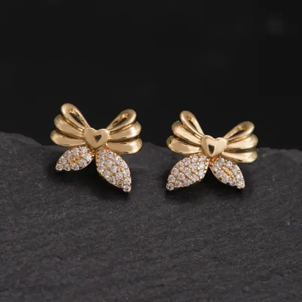 Wholesale Cute Bow Knot Copper Ear Studs