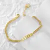 Wholesale Handmade Geometric Bracelets For Women In Copper With 18K Real Gold Electroplated And Rhinestone Inlay