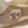 Wholesale 304 Stainless Steel Freshwater Pearl Round PVD Coated Pearl 18K Gold Plated INS Style Casual Elegant Plating Inlay Earrings