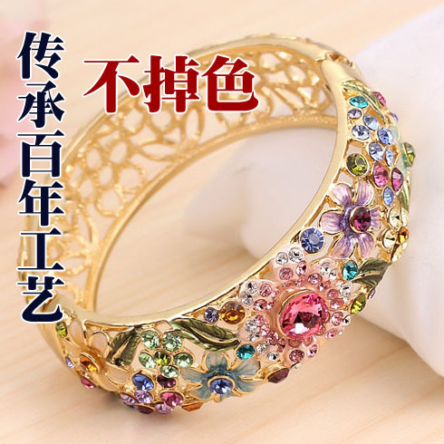 Wholesale Supply Beijing cloisonne bracelet Korean hollow enamel gold-plated jewelry Korean vintage jewelry ethnic jewelry