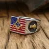 Wholesale Haiyi Alloy Ring American Flag Design Men's Glue Drip Ring Simple Style Jewelry Accessory Electroplated Craft